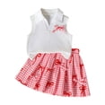 thumbnail image 2 of Amidoa Toddler Girls 2 Piece Outfits Summer Clothes Solid Color Soft Cute Tank Top and Casual Pants Kids Clothing Sets Red Size 5T, 2 of 9