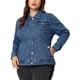 thumbnail image 5 of Chaqueta de mezclilla para mujer de tallas grandes Agnes Orinda, con botones y costuras, abrigo de mezclilla lavado, L azul mezclilla, 5 of 8
