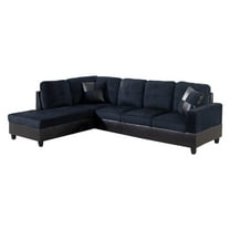 Ponliving 103.5" 2 Pieces L-Shaped Modern Sectional Sofa with Chaise and Pillows for Living Room Midnight Blue Microfiber Left Hand Facing