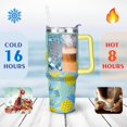 thumbnail image 4 of 40oz Tropical Pineapple Pattern Stainless Steel Flip Straw Tumbler Spill Proof Travel Cup Double Wall Vacuum Insulated Coffee Mug with Top Handle, 4 of 6