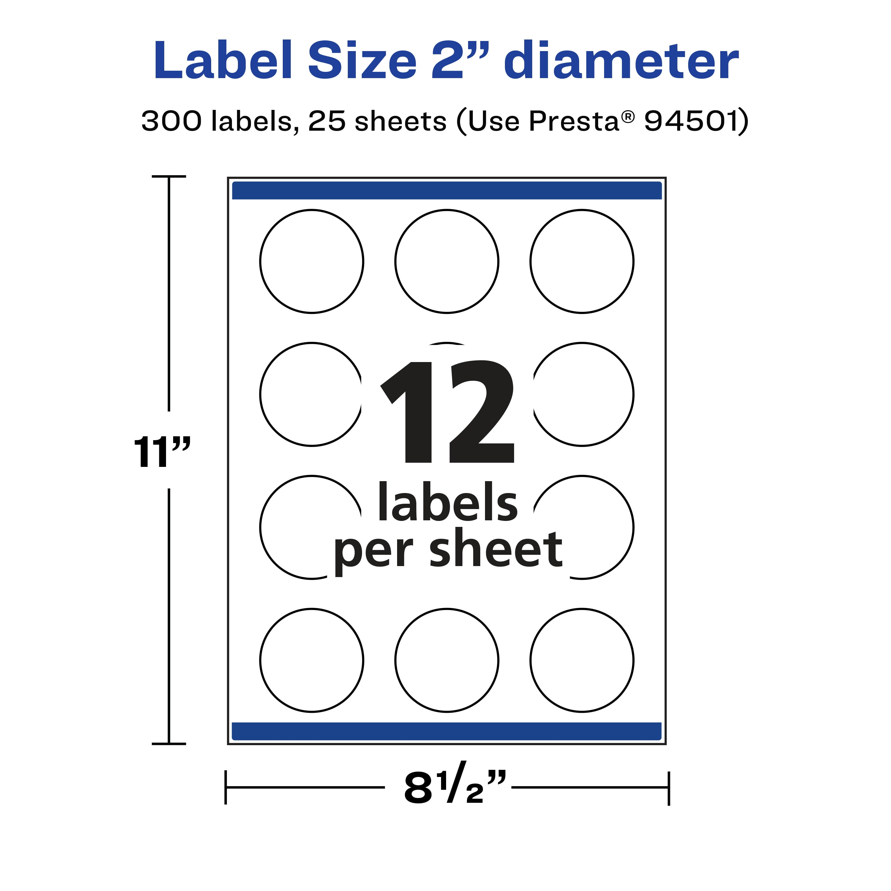 Avery Matte Clear Round Labels, 2" Diameter, 300 Total