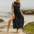 thumbnail image 2 of Kilaqueen Women's Sexy Sheer Mesh Long Cover up Dress High Split Drawstring Off Shoulder Bikini Long Dress, 2 of 6