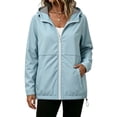 thumbnail image 2 of Craaazy Lightweight Waterproof Raincoat for Women Solid Color Long Sleeve Hooded Windbreaker with Pockets, Drawstring Hem for Outdoor Activities, Casual Daily Wear, 2 of 10
