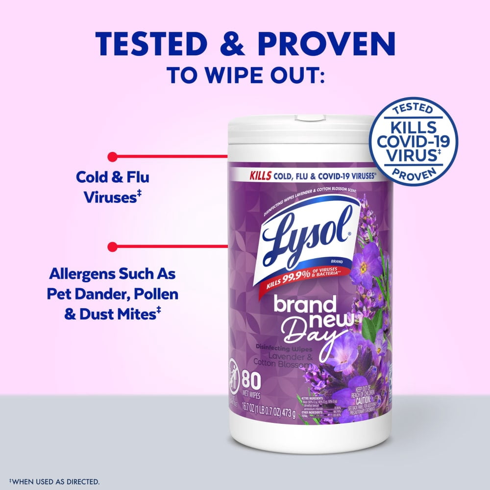 LysolDay Disinfecting Wipes Lavender & Cotton Blossom 80 ct - 3 Pack