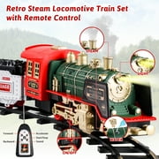 AOKESI Electric Train Set Around The Christmas Tree with Smoke, Sound & Light, Remote Control Train Toys Kids Rechargeable Electric Train for Kids Age 3-8, Green