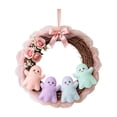 thumbnail image 2 of Halloween Ghost Wreath for Front Door, Cute Non-Scary Seasonal Home Decor, Handcrafted Cloth Wreath with Pastel Ghost Figurines for Indoor Outdoor Display, 2 of 9