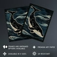 thumbnail image 2 of Artery8 Whale and Ocean Waves Pattern Woodcut Painting For Living Room Artwork Framed Wall Art Print A4, 2 of 5