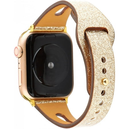 Compatible Apple Watch Band Glitter Leather 41mm 40mm 38mm Series 7 6 5 4 3 2 1 Se For Iphone Watch Strap Bracelet Women Bling Slim Thin Shinning Gir Walmart