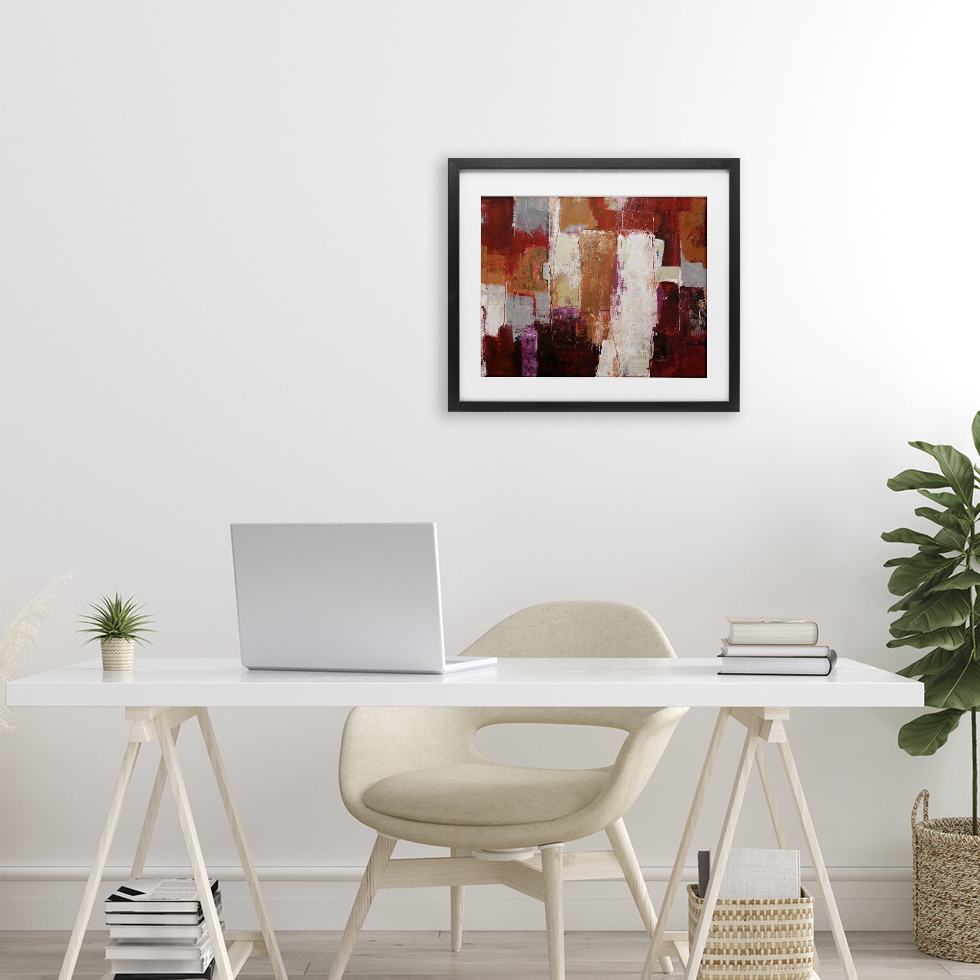 Deconstructed City Abstract Black Framed Print Under Glass, design by Design Fabrikken