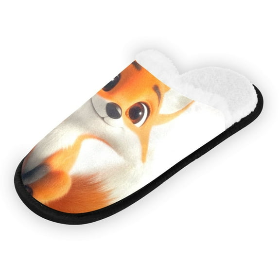 Women's Men's Slippers, Non-Slip Travel Unisex Fleece House Shoes Cartoon Fox