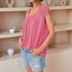 thumbnail image 4 of Blusas de Encaje para Mujer, Camisas Plisadas de Corta, Rosa Oscuro, Talla S, 4 of 5