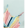 thumbnail image 5 of Little Girls Summer Strap Cami Dress Colorful Stripes Printed Bow Belted Princess Dress, 5 of 8