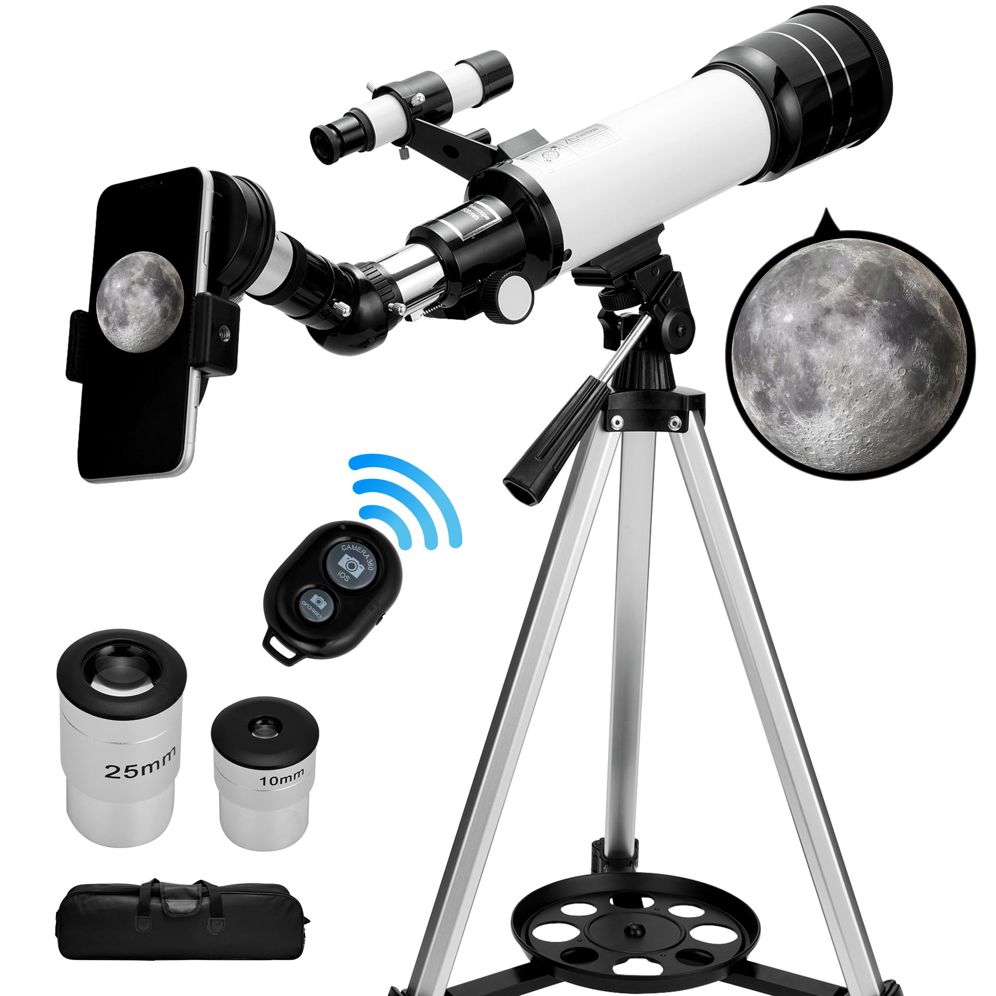Telescopes for Beginner 70mm Adapter 500mm Refractor with Tripod Astronomical Telescopes for Kids Fully Multi-Coated Optics 