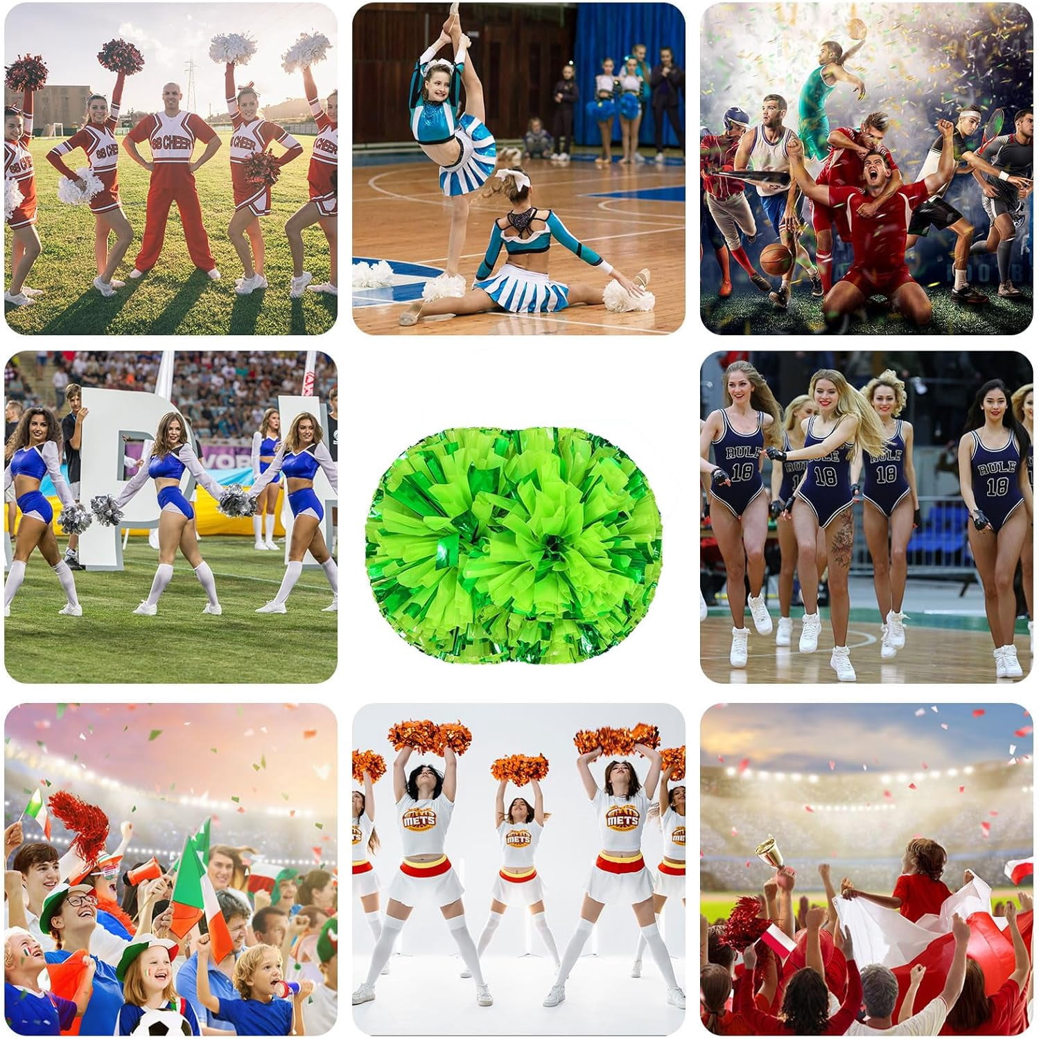 24 Pack Cheerleading pom poms,Handheld Cheer pom poms, Sports Cheer Plastic Pom Poms Cheerleading for Sports Team Spirit Cheering (Mixed Blue)