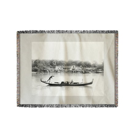 Gondola on the Lake in Central Park NYC Photo (60x80 Woven Chenille Yarn
