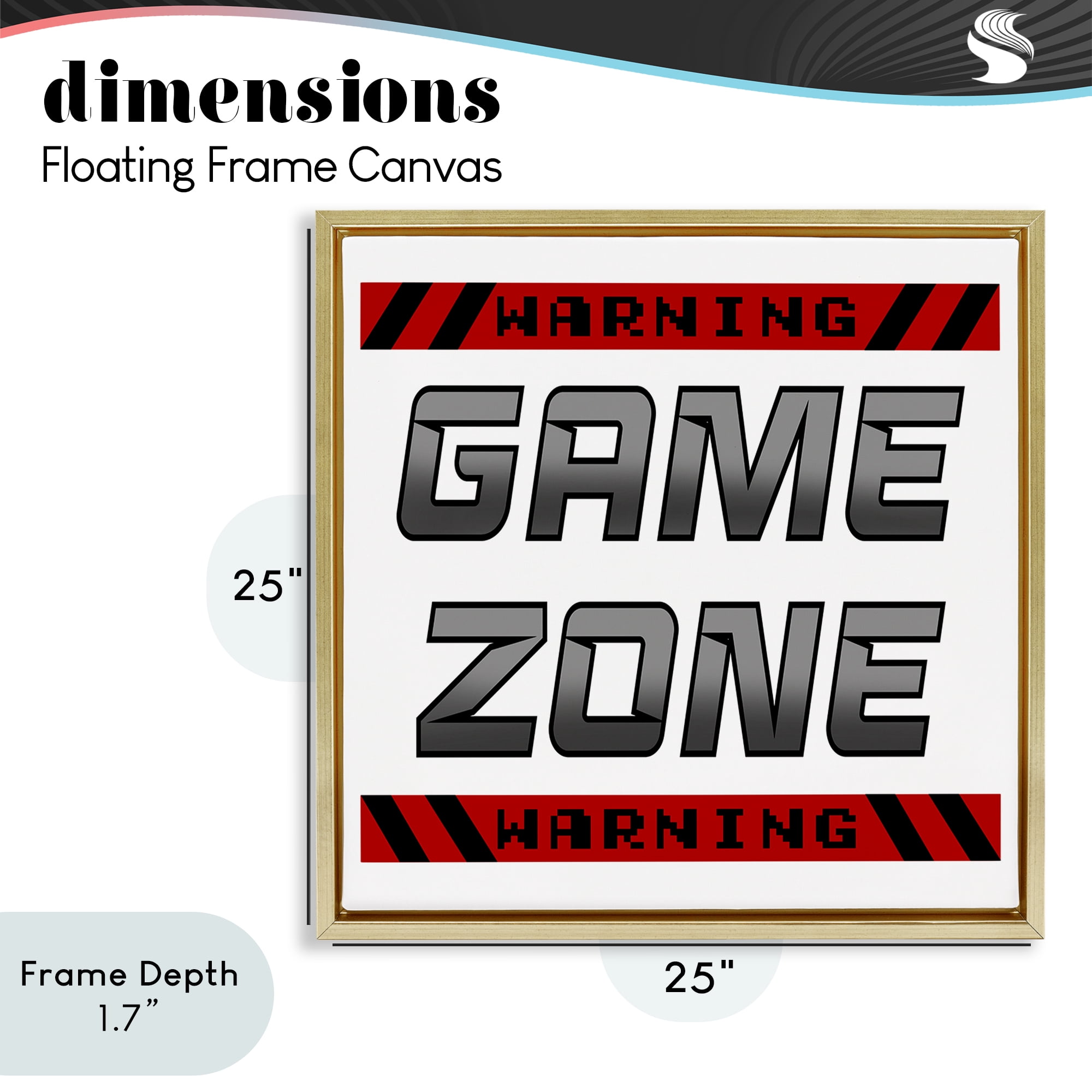 Stupell Industries Game Zone Warning Gold Framed Floater Canvas Wall Art, design by Marcus Prime
