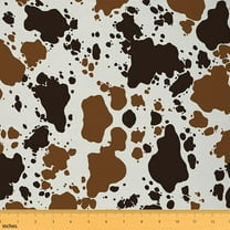 Feelyou Rustic Cow Print Fabric by the Yard 5 Yards for Kids, White BrownHome Decor Fabric by the Yard, Modern Fashion Dots Sewing Fabric, Ultra Soft Home Decor