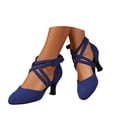 thumbnail image 7 of Orthopedic Shoes for Women, Large Size Ladies' Dance Shoes, Latin Salsa Cha Ballroom, Indoor Fabric Cross Straps, Low Heels, Comfortable and Well-Fitting, In A Variety of Colors, Blue 5.5, 7 of 7