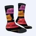 thumbnail image 2 of Four Seasons Universal Socks (2 Pairs) - Unisex Trendy Socks with Colorful Retro Robot Design Black Base with Vibrant Red Yellow & Purple Robots Perfect for All Seasons, 2 of 5