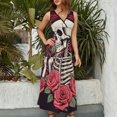 thumbnail image 2 of Flower Cluster Skull Vestido Sin Mangas Para Mujer, Traje De, Ropa De Cumpleaños, Verano, 2 of 5