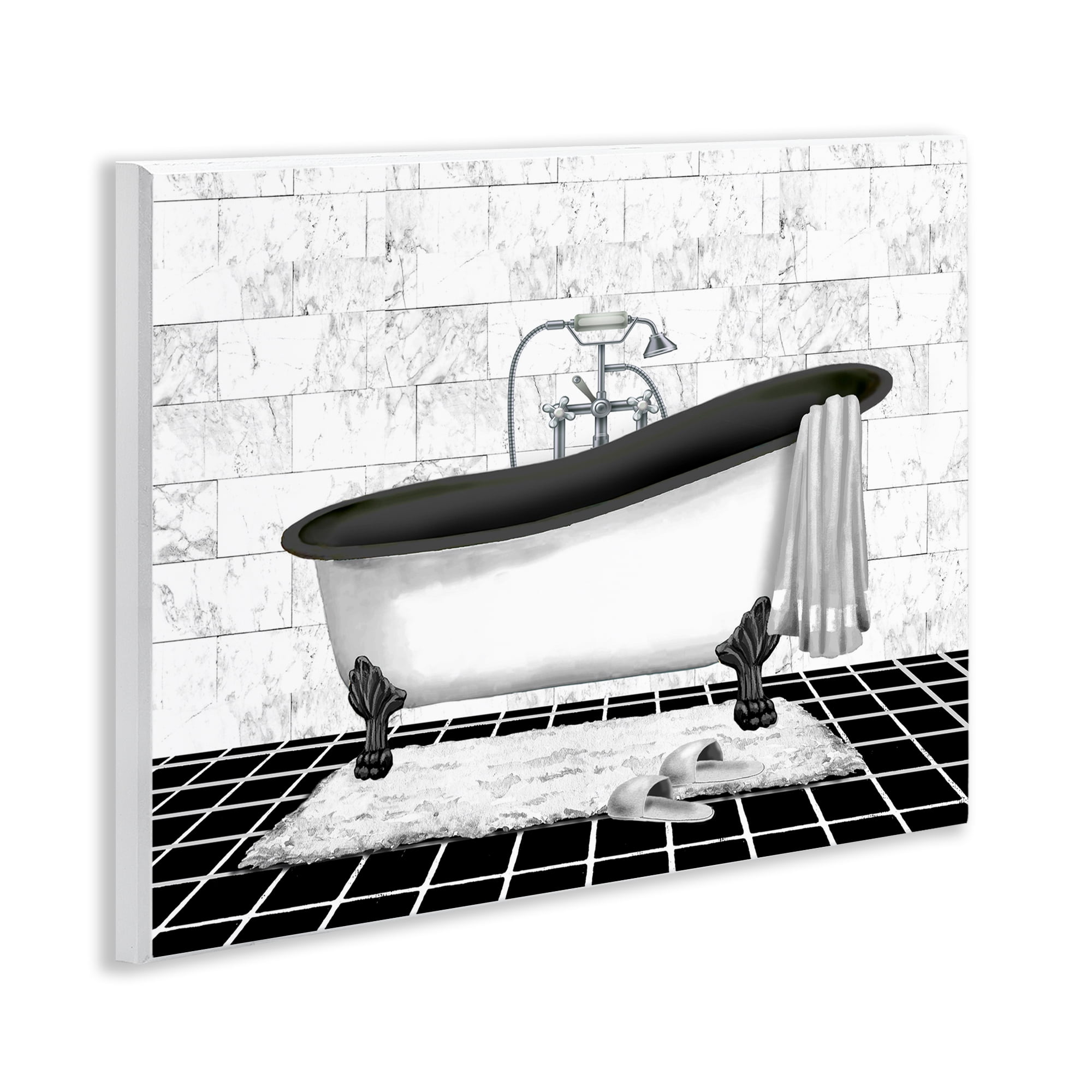 Stupell Industries Marble Pattern Bath Typography Painting Unframed Art Print Wall Art, 14 x 11
