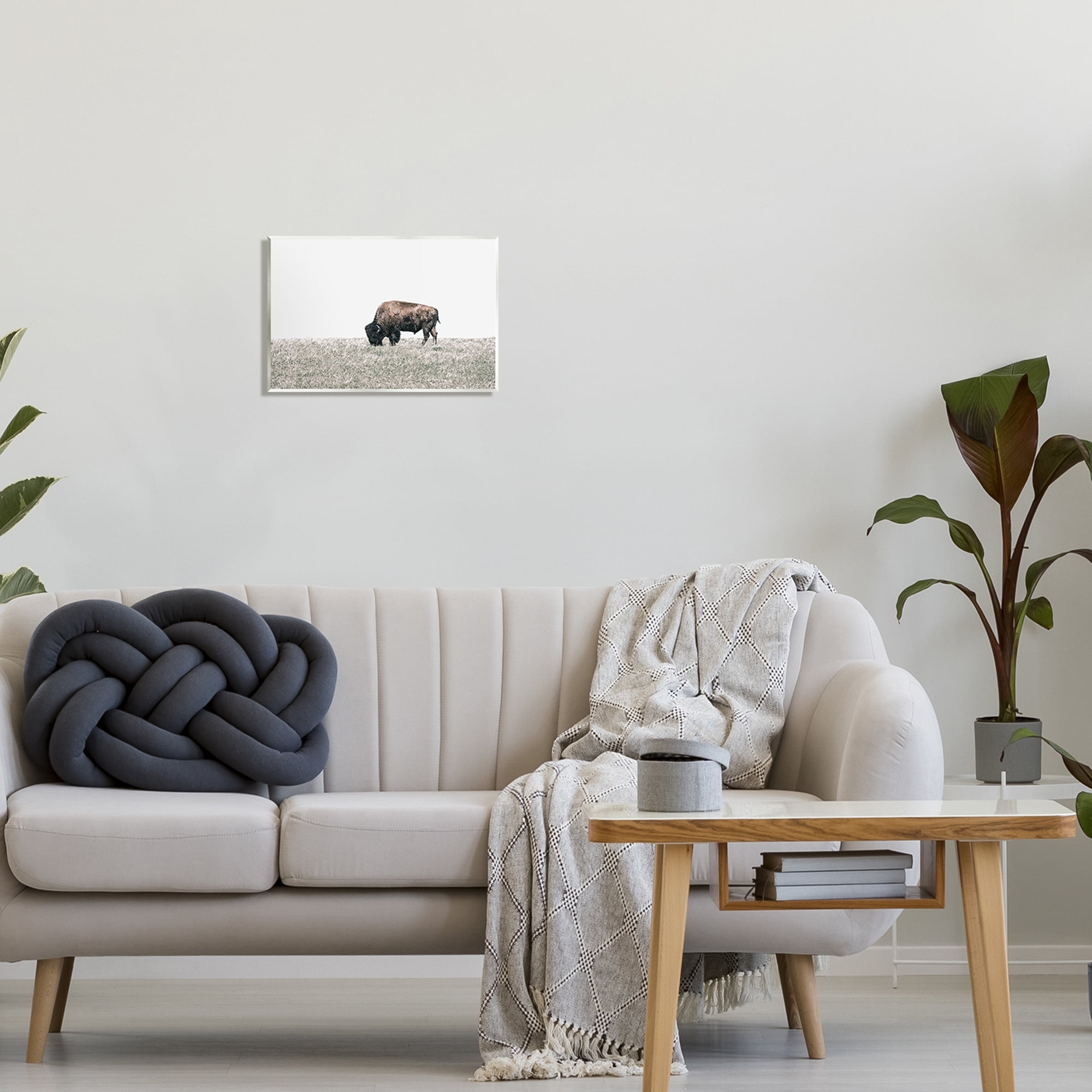 Stupell Industries Buffalo Grazing Pasture Animals & Insects Photography Unframed Art Print Wall Art, 15 x 10