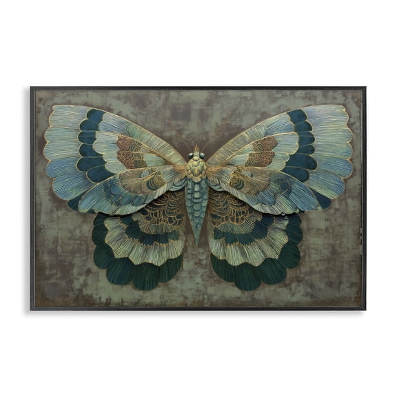 Stupell Industries Golden Jewel Butterfly Black Framed Giclee Art, design by Petal Prints Design