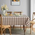 thumbnail image 2 of Checkered Vinyl Rectangle Tablecloth, 60 x 102 Inch, 100% Waterproof Oil Proof Spill Proof PVC Table Cloth, Wipe Clean Table Cover for Dining Table, Buffet Parties, Coffee and White, 2 of 6