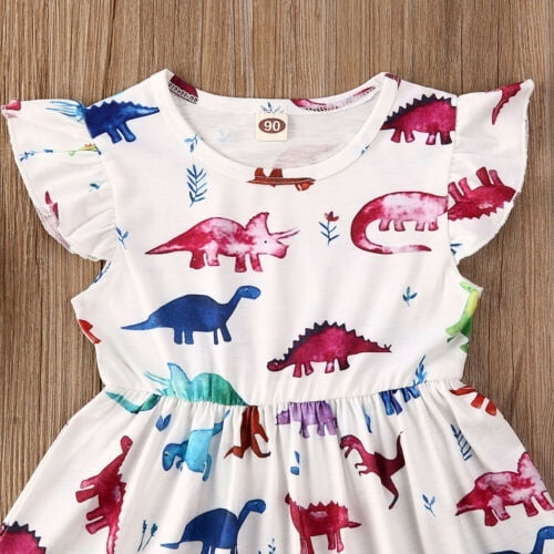 Wangscanis Toddler Baby Girls Dresses Dinosaur Dress Party Princess Floral Clothes Multicolor