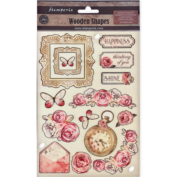 Stamperia Colored Wooden Shapes A5-Shabby Rose
