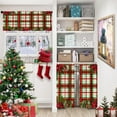 thumbnail image 3 of Kitchen Curtains Plaid Christmas Holly Berries Fir Tree Branches Valances and Window Curtains 3 Pcs Set Xmas Poinsettia Flower Mesh Short Tier Curtain for Room Small Kitchen Window Decor, 3 of 6