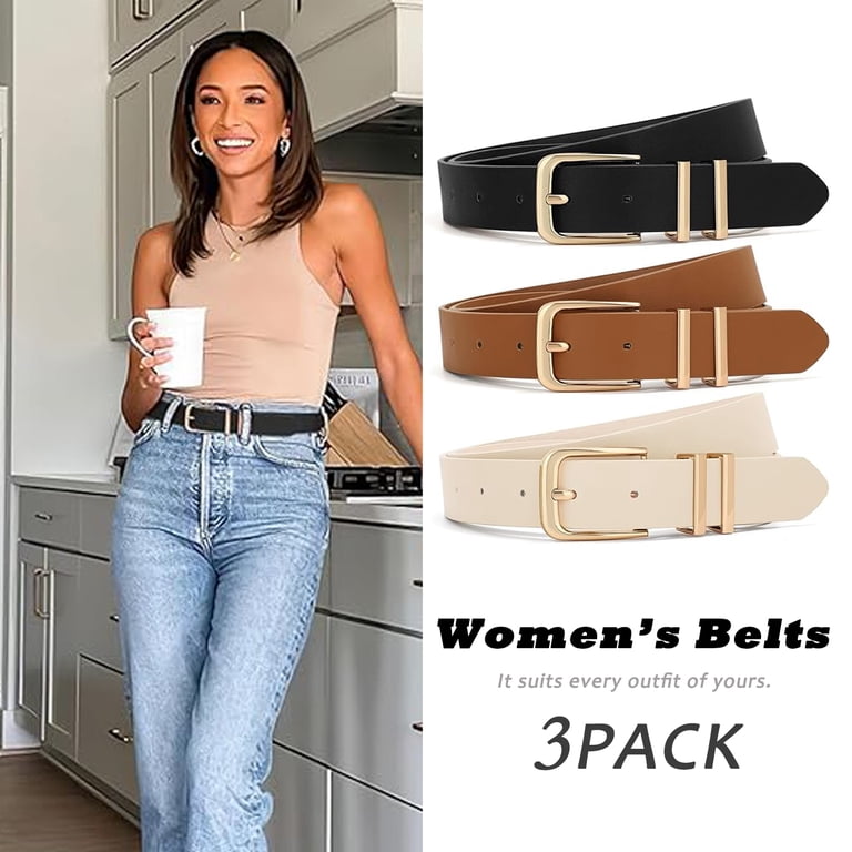 REDESS Belts for Women with Fashion Gold Buckle Leather  display picture 1
