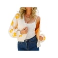 thumbnail image 3 of Seyurigaoka Women Crochet Cardigan Flower Pattern Long Balloon Sleeves Open Front Sweater, 3 of 9