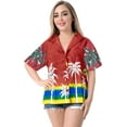 thumbnail image 4 of HAPPY BAY Women's Casual Beach Blouse Shirt Open Front Blouses Short Sleeve Button Up Dress Tops Tee Shirts Hawaiian Dresses for Women M Poppy, Upside Down palm, 4 of 4