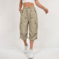 thumbnail image 5 of Women's Capri Cargo Pants, Elastic Waist Cropped Hiking Pants for Women, Lightweight Quick Dry Jogger Trousers with Multi Utility Pockets, Adjustable Capri Length Streetwear Travel Pants Coffee XXXL, 5 of 9