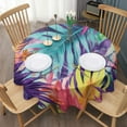 thumbnail image 3 of Colorful Tropical Leaf Pattern Round Tablecloth 60"x60",Wrinkle Wipeable Table Cloth for Kitchen Dining Room Picnic Patio Party, 3 of 6