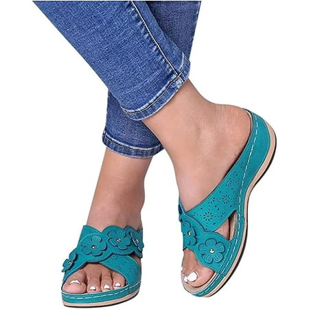 

Lausiuoe Womens Sandals With Arch Support Plantar Fasciitis Orthopedic Flip Flops Comfortable Walking Orthotic Slide