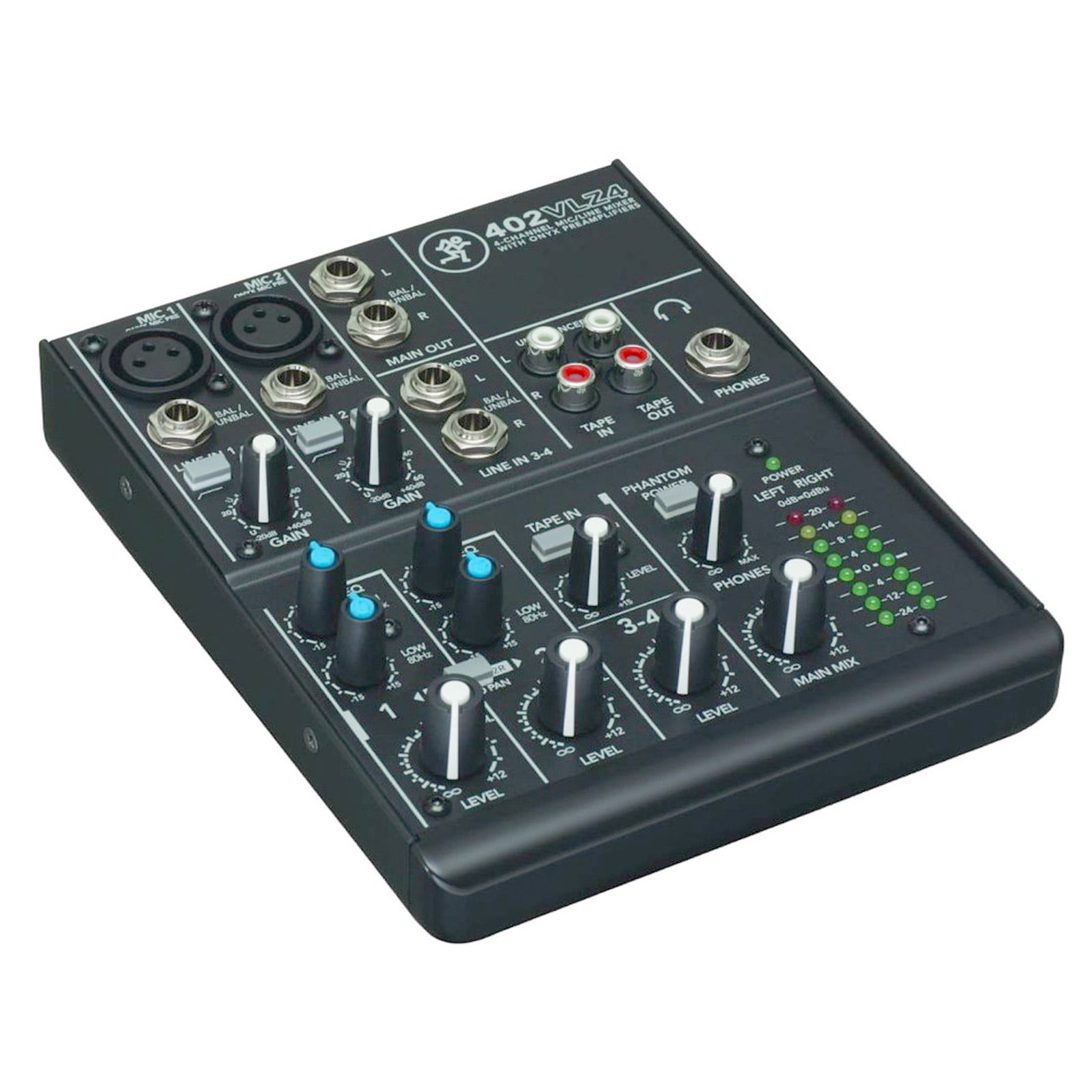 Mackie 402VLZ4 4-channel Ultra Compact Mixer with 10FT Green Cables & Carry Case Package