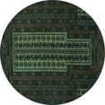 thumbnail image 1 of Ahgly Company Indoor Round Southwestern Turquoise Blue Country Area Rugs, 3' Round, 1 of 4