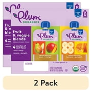 (2 pack) Plum Organics® Stage 2 Fruit & Veggie Blends Organic Baby Food Pear + Mango and Banana + Pumpkin 4oz Pouch-8-Pack
