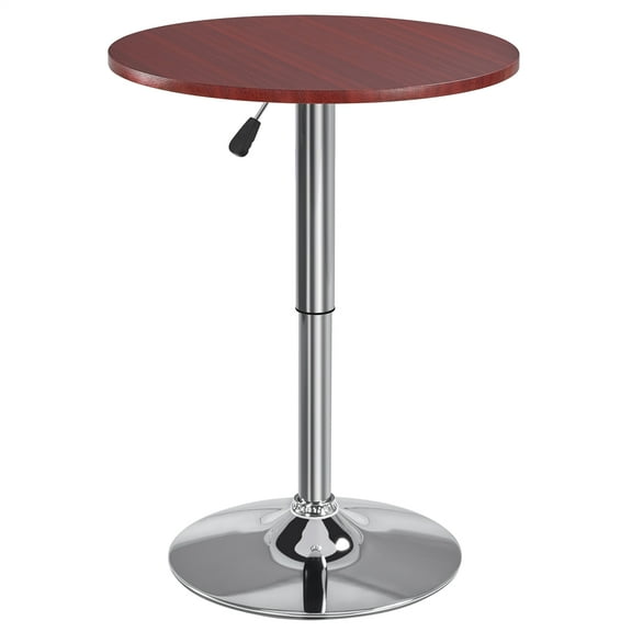 Alden Design Chrome Base Round Swivel Bar Table for Bistro, Brown
