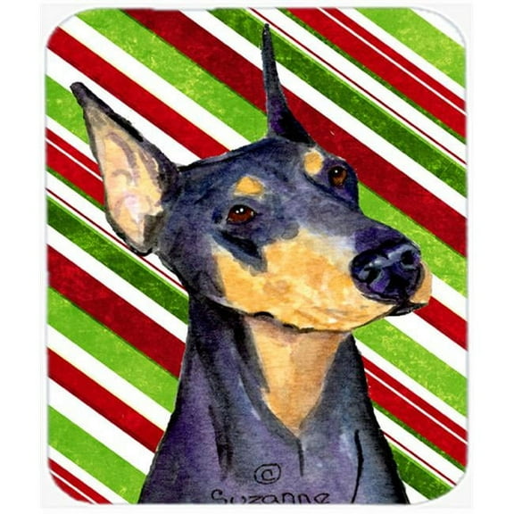 Doberman Candy Cane Holiday Christmas Mouse Pad, Hot Pad Or Trivet