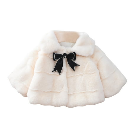 

Xutthjh Infant Newborn Baby Girls Kids Child Toddler Long Sleeve Patchwork Solid Color Fleece Bowknot Winter Coats Jacket Outer Outwear Outfits Clothes