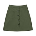 thumbnail image 6 of JTieacloth Corduroy Skirt High Waisted Button Down Mini A Line Fall Winter Short Skirt With Pockets Casual Stretch Comfort Fit,Skirt for Women(Green), 6 of 6