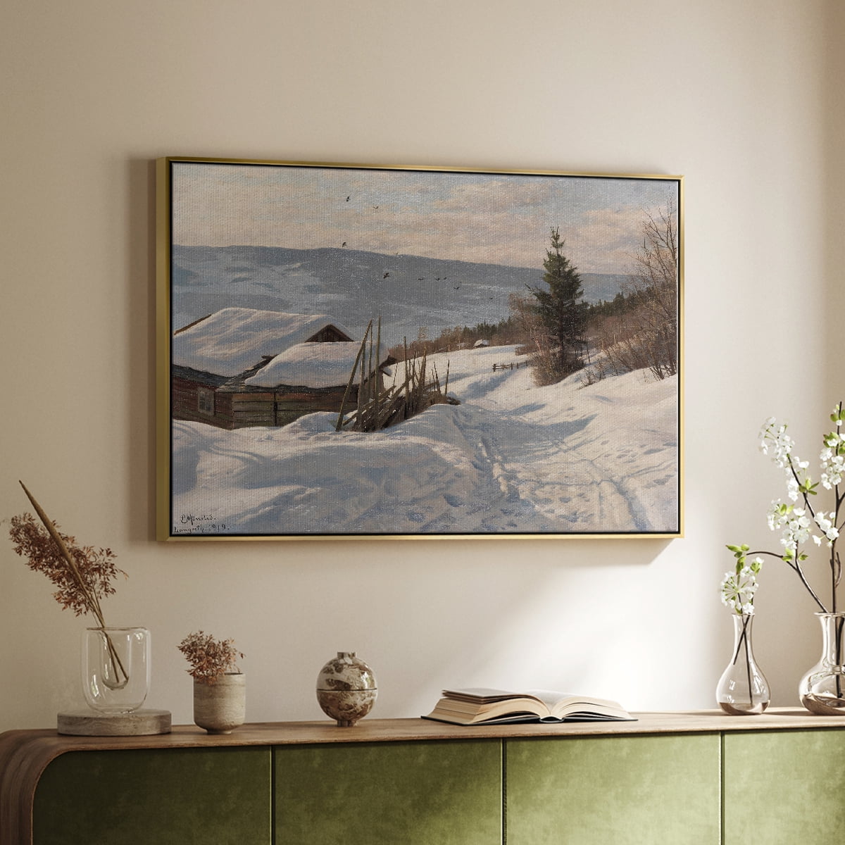 Vintage Landscape-CCCLXXXIII By Wexford Home Framed in Gold Wood Gallery Wrapped Canvas 27 in. x 41 in.