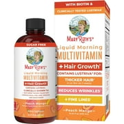 MaryRuth Organics Liquid Multivitamin + Lustriva Hair Growth, Biotin 10000mcg, Clinically Tested Women for Thicker Hair & Facial Wrinkles, 15.22 fl oz