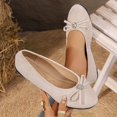 thumbnail image 2 of Abomasnow Womens Flock Rhinestone Bow Decor Round Toe Slip‑On Ballet Flat Shoes for Wedding Party, 2 of 9