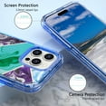 thumbnail image 2 of Casetego for iPhone 15 Pro Case 6.1",Shiny Bling Marble Full Body Protective Support Wireless Charing Bumper Rugged Anti-Scratch Hybrid Rubber Case Cover,Purple Green, 2 of 5