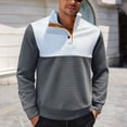 thumbnail image 1 of Mens Button Mock Neck Sweatshirts Long Sleeve Shirts Casual Color Block Checkered Pullover Breathable Basic Athletic Workout Sweatshirt Tops, 1 of 8