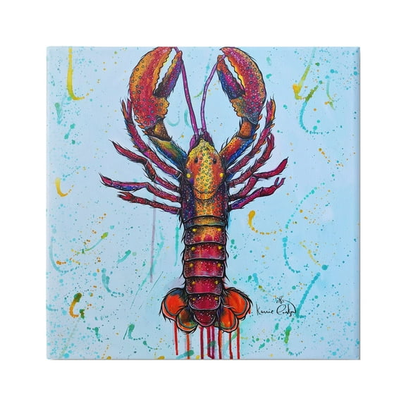 Stupell Industries Urban Style Lobster Paint Splatter Sea Life Painting Gallery Wrapped Canvas Print Wall Art, Design by Karrie Evenson